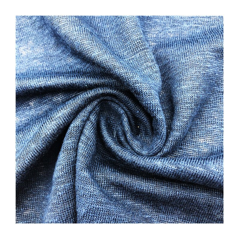 Wholesale free sample eco-friendly fabric 170gsm pure linen slub jersey fabric for spring summer garment fabric