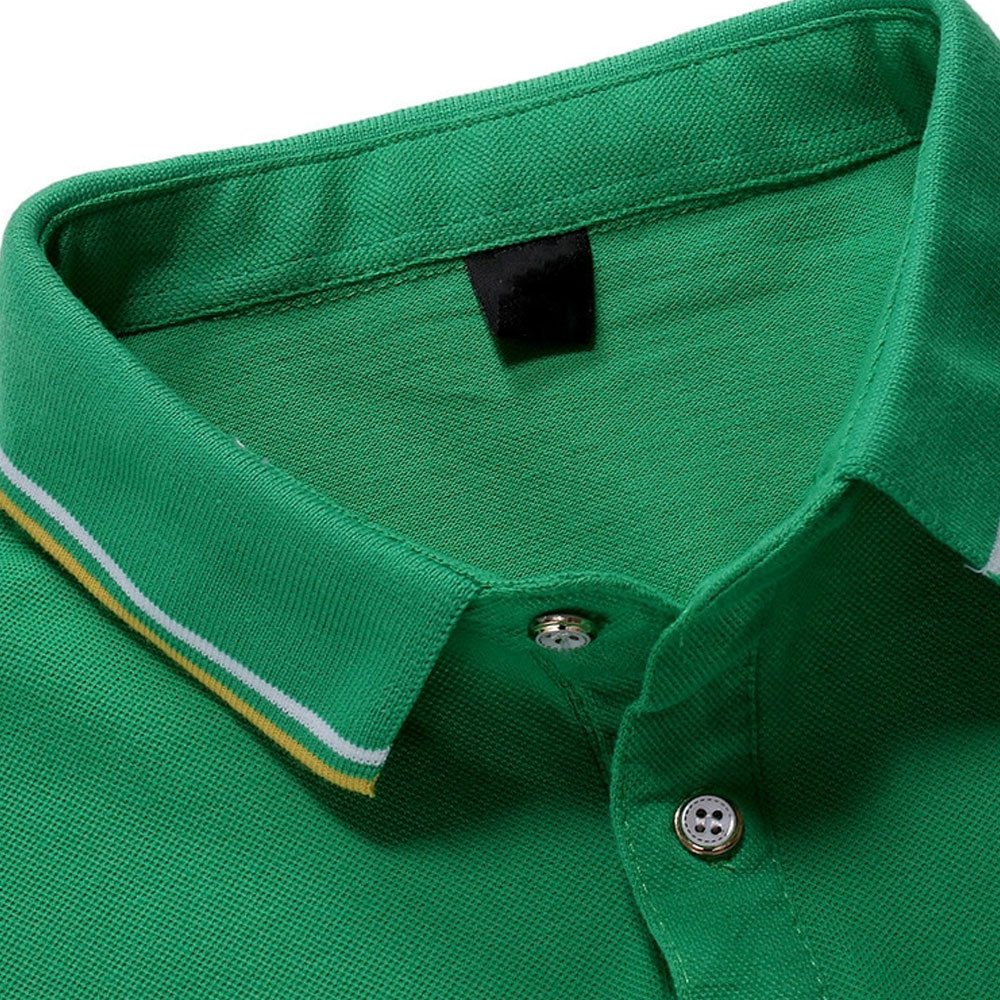 Premium Quality Men's Polo T-Shirts Slim Fit Breathable Athletic Short Sleeve Printed Knitted Fabric