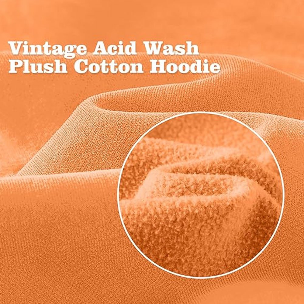 High Quality 100% Cotton Streetwear Vintage Acid Stone Wash Womens Oversized Hoodie Private Orange Color Big Size Men Hoodie