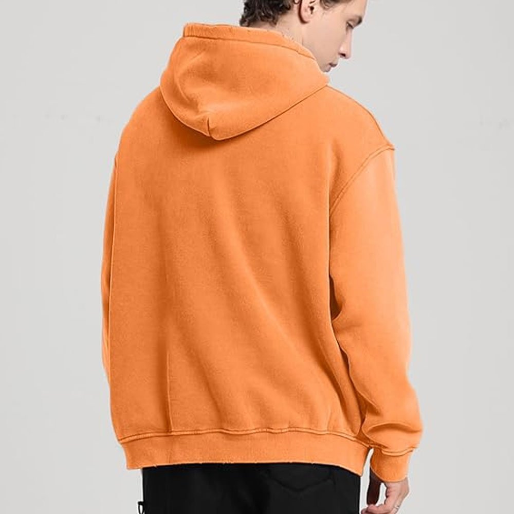 High Quality 100% Cotton Streetwear Vintage Acid Stone Wash Womens Oversized Hoodie Private Orange Color Big Size Men Hoodie