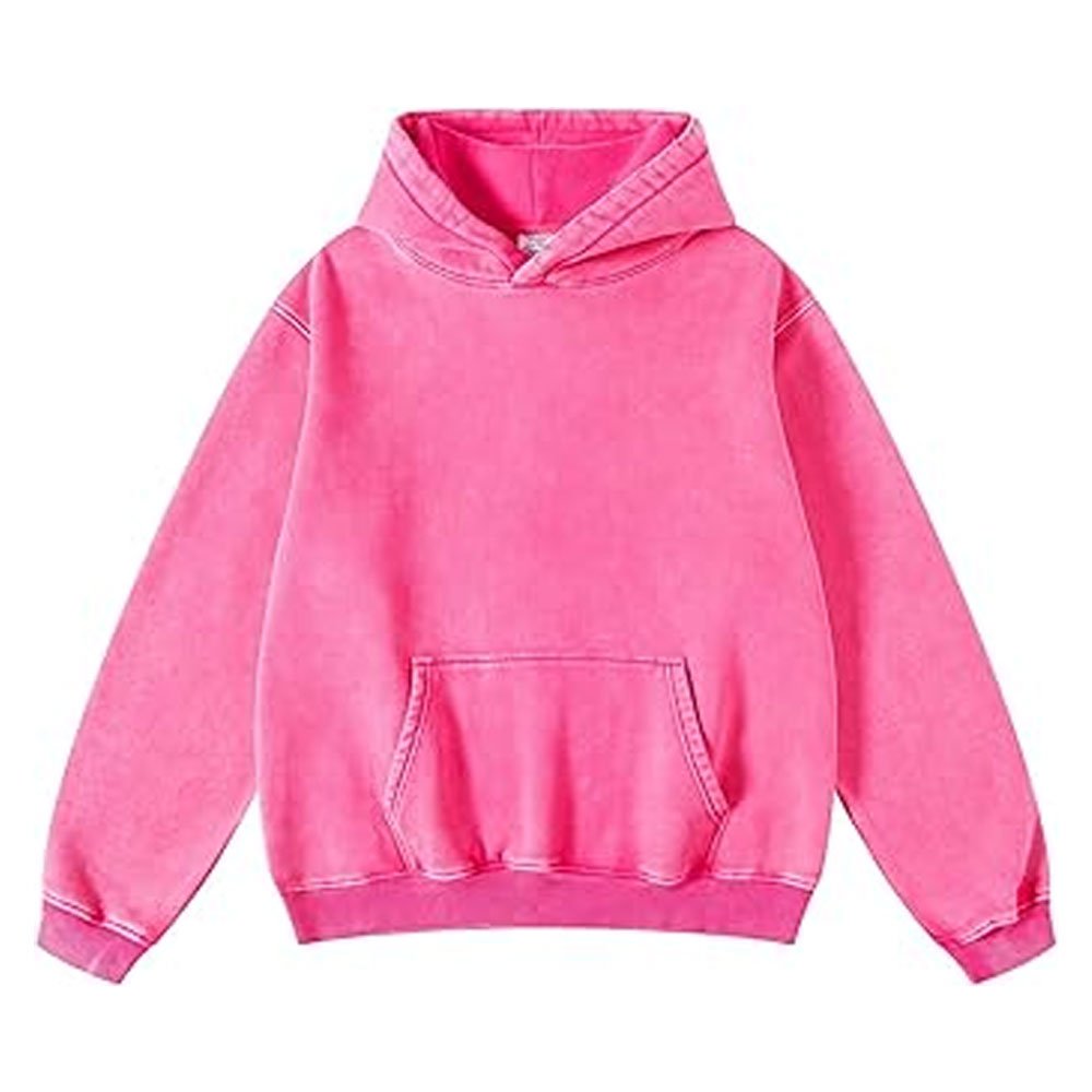 High Quality 100% Cotton Streetwear Vintage Acid Stone Wash Womens Oversized Hoodie Private Orange Color Big Size Men Hoodie