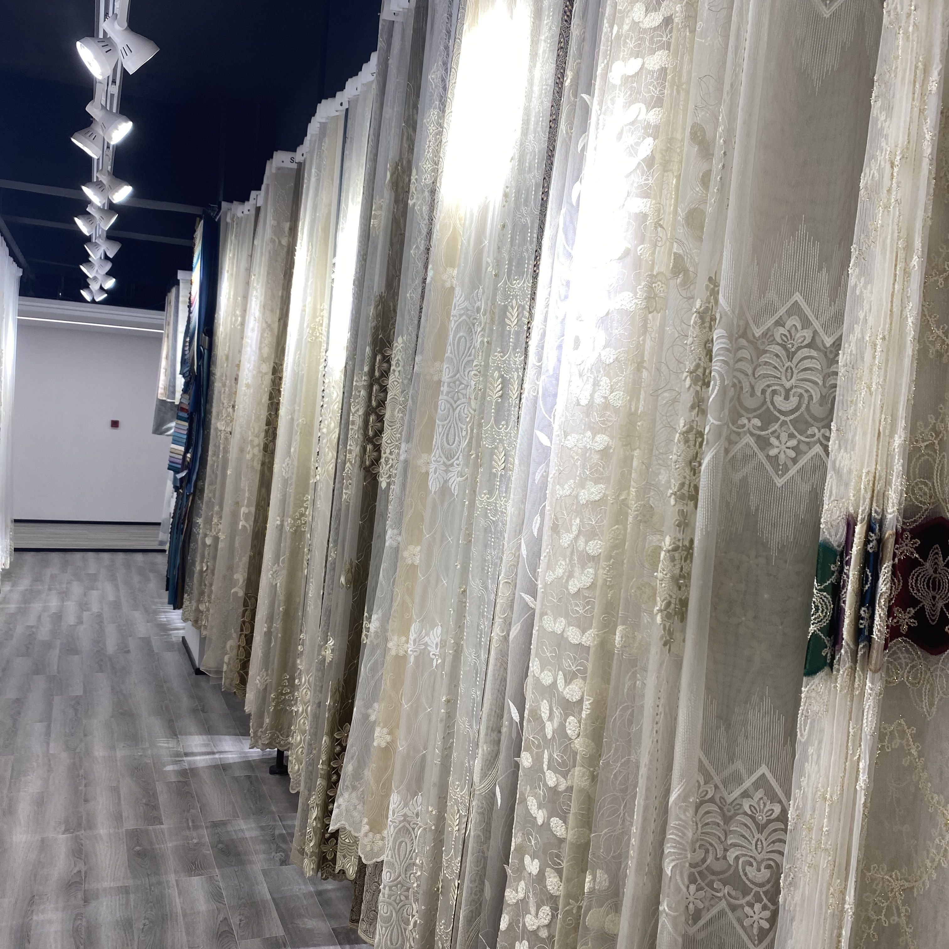 Modern Design Polyester Voile Fabric Jacquard Sheer Tulle Tassel Curtain Fabric For Living Room