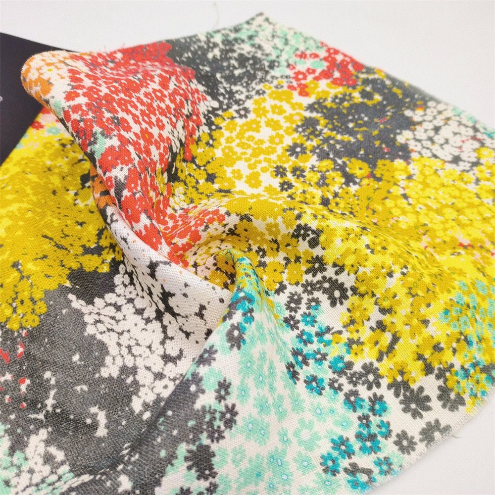 Classical cotton 100% linen fabric for Garments Custom printed linen fabric digital printed fabric For Dress