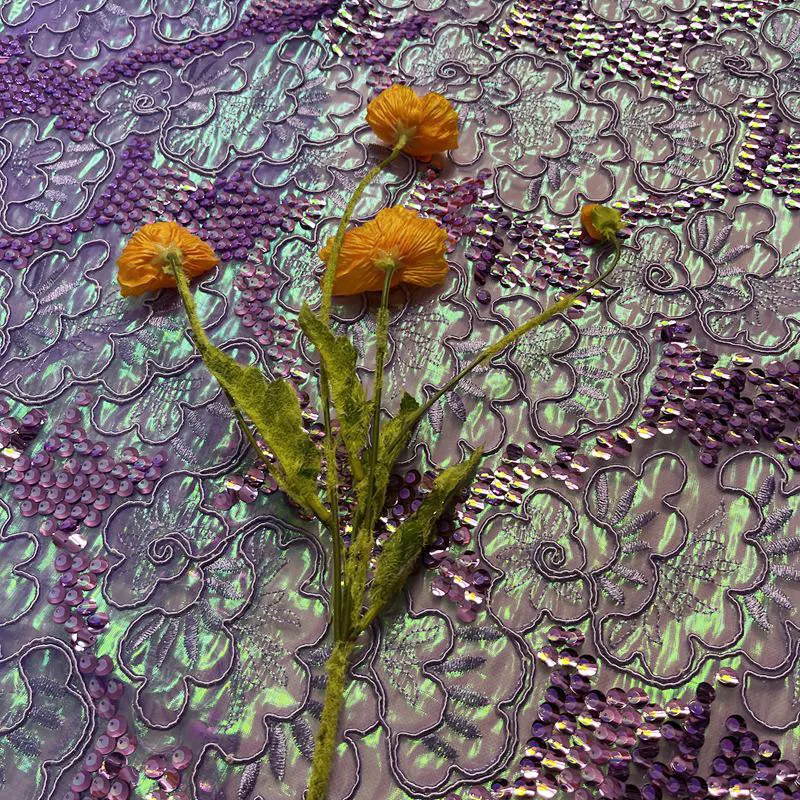 New Design 100% Polyester Fancy Lace Custom Pattern Embroidery Sequin Fabric