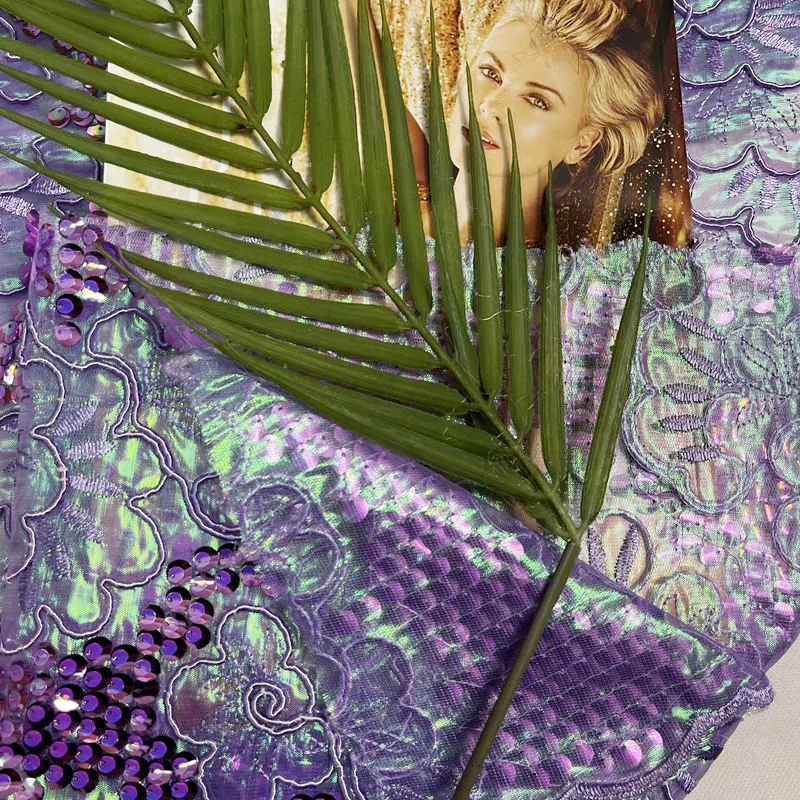 New Design 100% Polyester Fancy Lace Custom Pattern Embroidery Sequin Fabric
