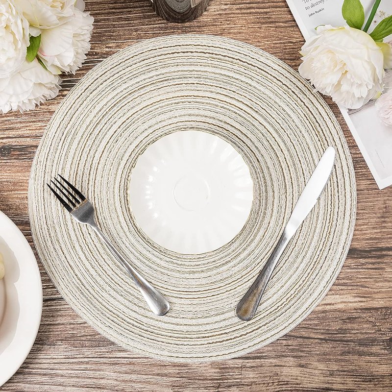 Placemat Linen Placemat Round Cotton Brown Round Natural Table Decor