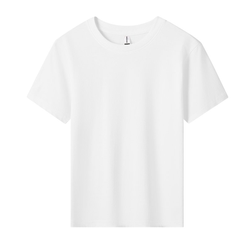 HMY Unisex Kids' O-Neck T-Shirt Solid Casual Loose Fit Customizable Blank Design Short Sleeves Printed Jersey Fabric Plain Dyed