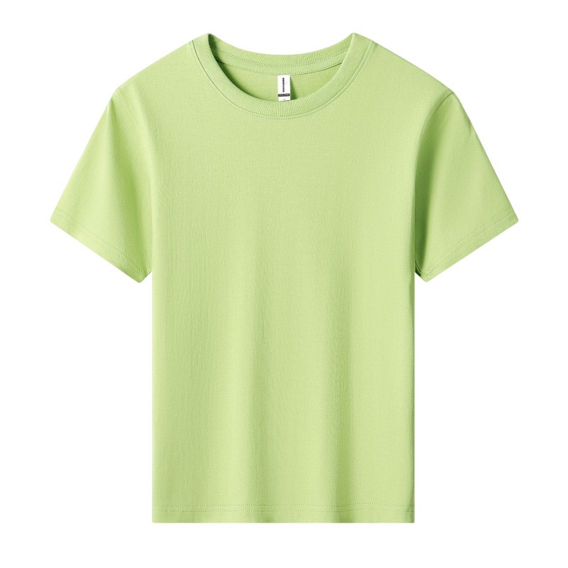HMY Unisex Kids' O-Neck T-Shirt Solid Casual Loose Fit Customizable Blank Design Short Sleeves Printed Jersey Fabric Plain Dyed