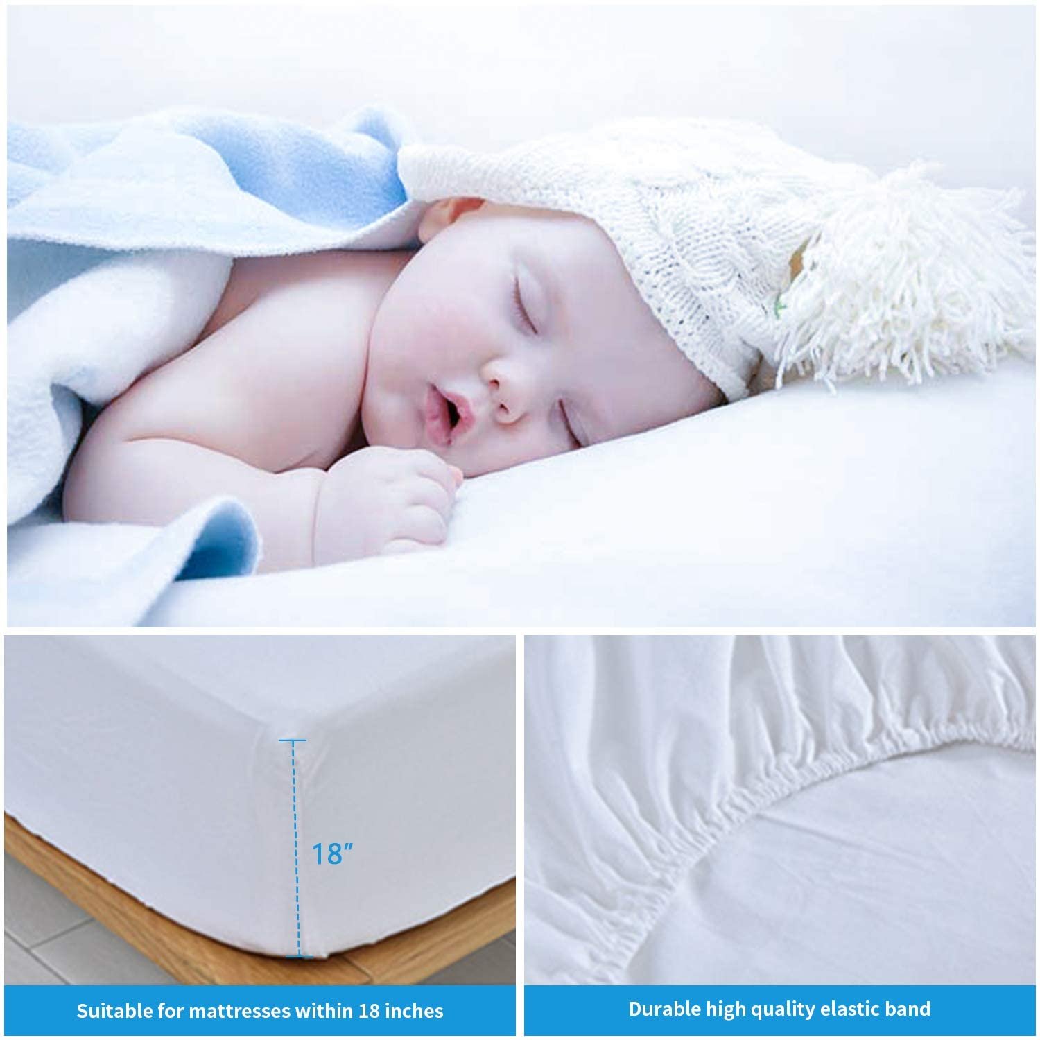 Mattress Protector Waterproof Premium Bed Cover Mattress protector Washable Mattress Encasement for Pets Kids Adult