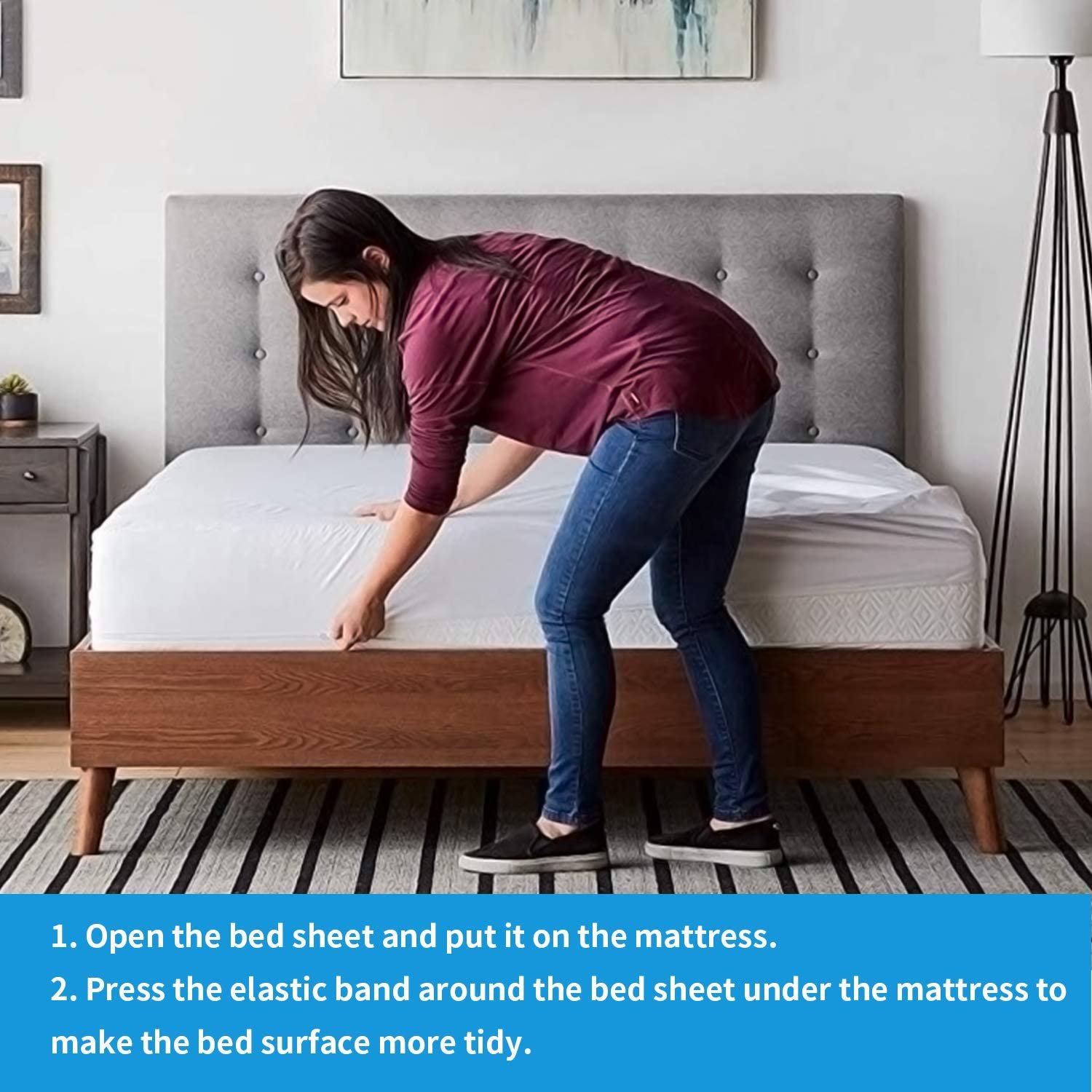 Mattress Protector Waterproof Premium Bed Cover Mattress protector Washable Mattress Encasement for Pets Kids Adult