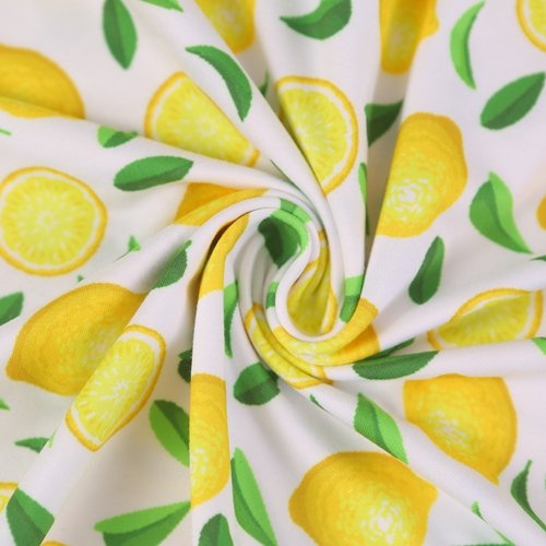 Custom designs digital printing lemon pattern double brushed poly printed knitting dbp fabric for garment printed