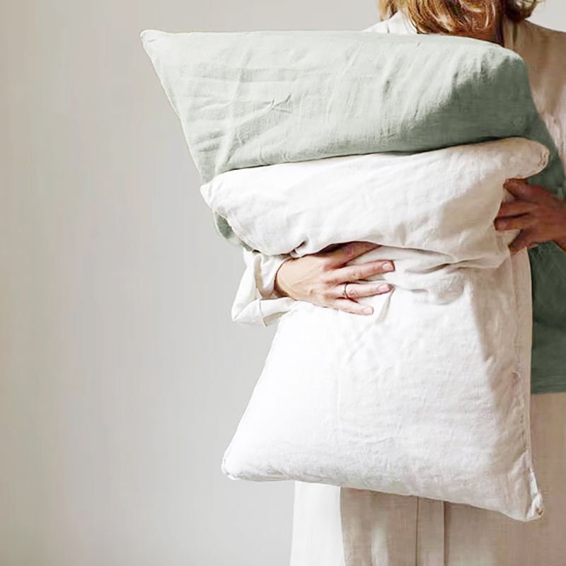 custom print European stone washed 100% fine flax linen fiber fabric envelope pillowcases good sleep super soft