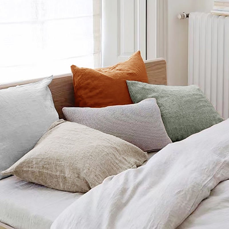 custom print European stone washed 100% fine flax linen fiber fabric envelope pillowcases good sleep super soft