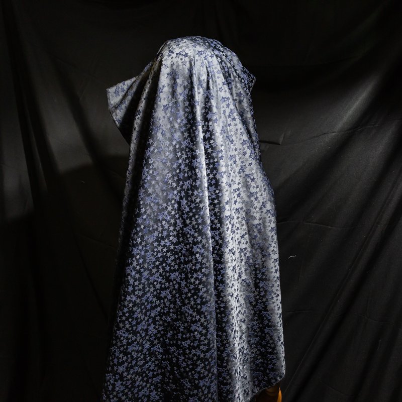 KEER Factory Custom Wholesale JDD6354 satin spandex polyester black dark blue stars pattern woven 100% polyester jacquard fabric