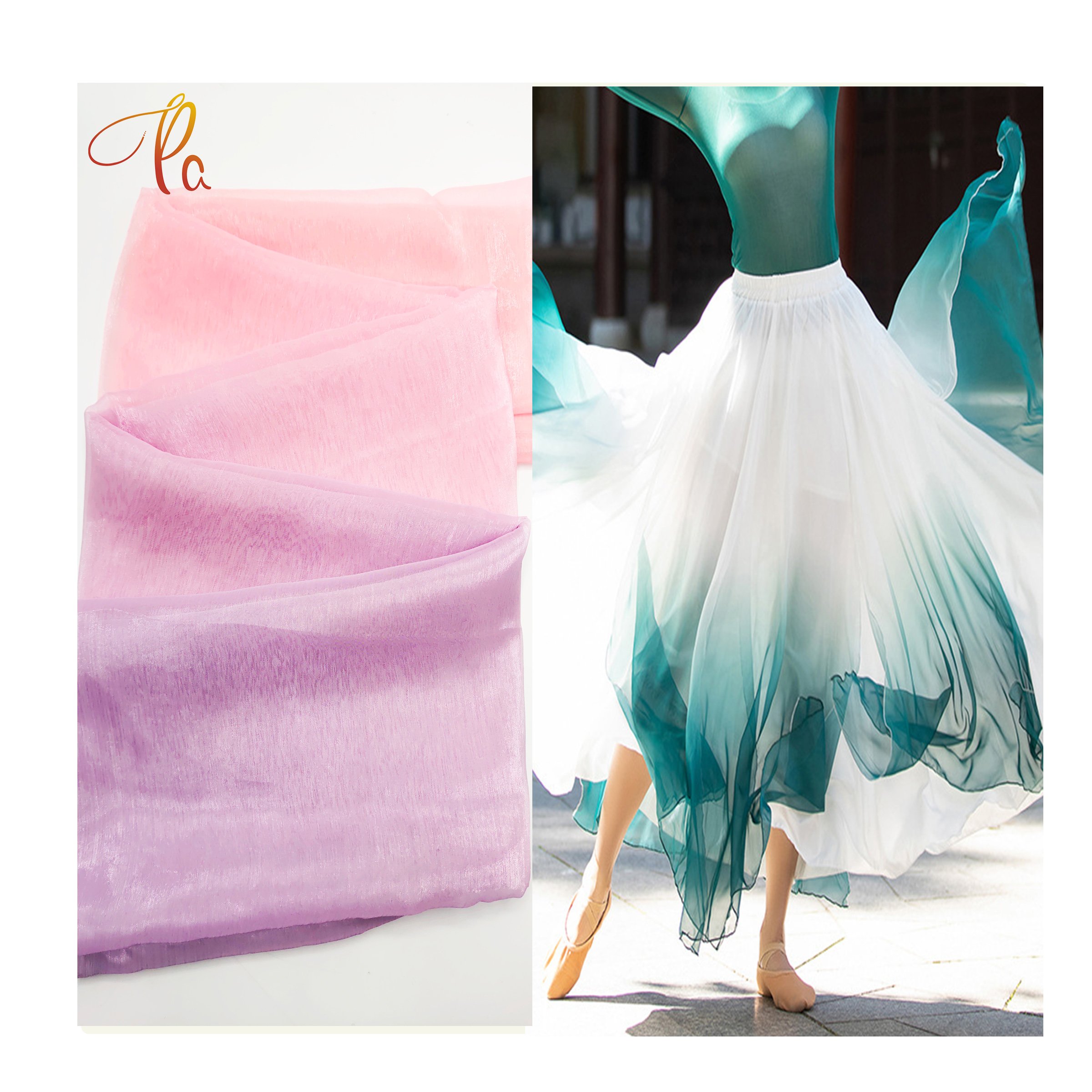 2022 Latest Design Polyester Chiffon Pearl Fabric Gradient Digital Chiffon Print Fabric For Women Dress
