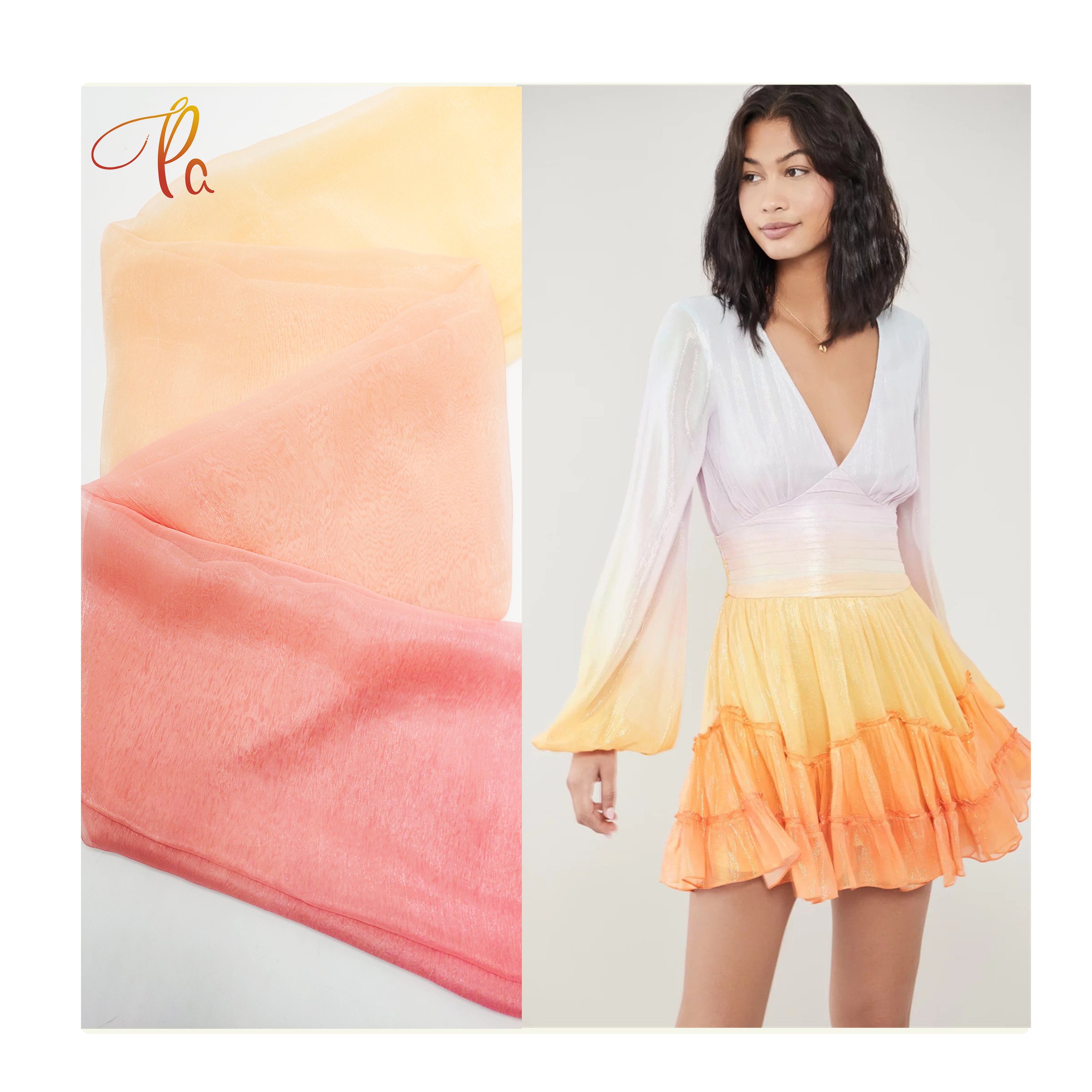 2022 Latest Design Polyester Chiffon Pearl Fabric Gradient Digital Chiffon Print Fabric For Women Dress