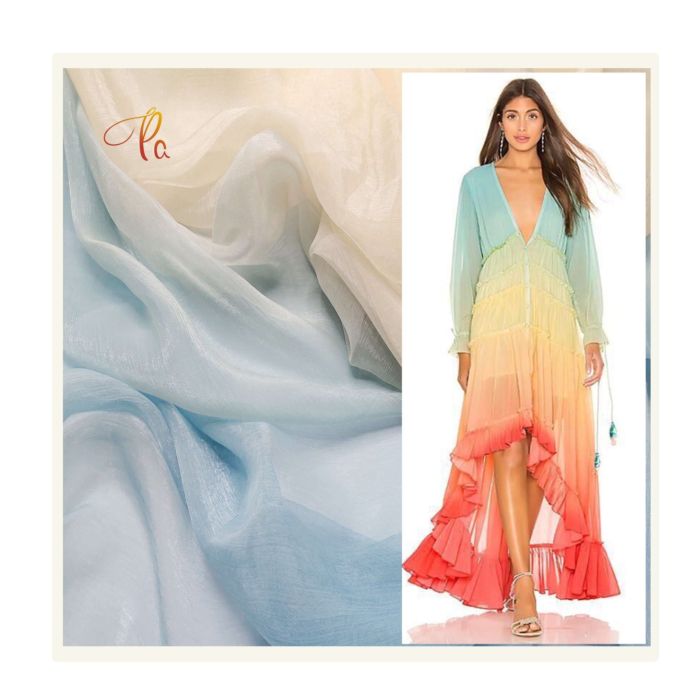2022 Latest Design Polyester Chiffon Pearl Fabric Gradient Digital Chiffon Print Fabric For Women Dress