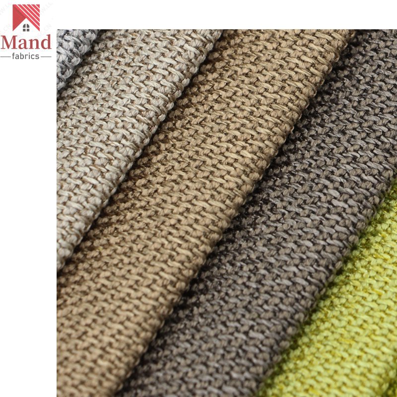 Mand textile wholesale good quality lazy boy polyester dobby pattern burlap style curtain cushion sofa fabric in stock