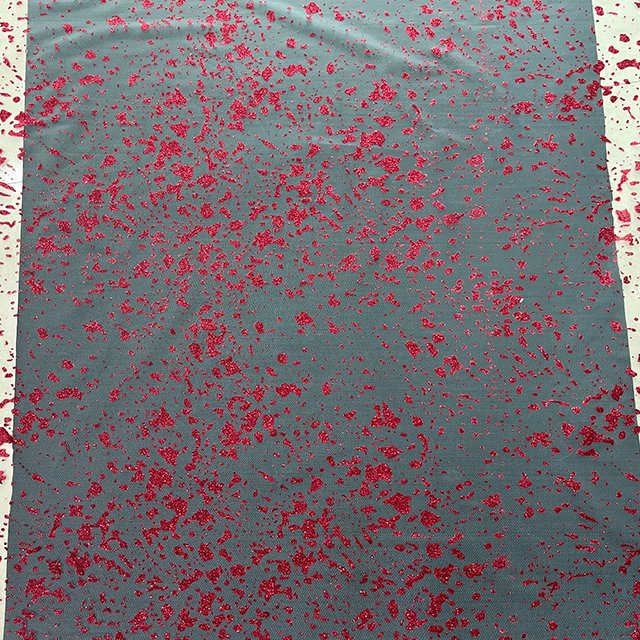 100% Polyester Tulle Fabric Red Irregular Glitter Sequined Fabric For Bridal Wedding Dress