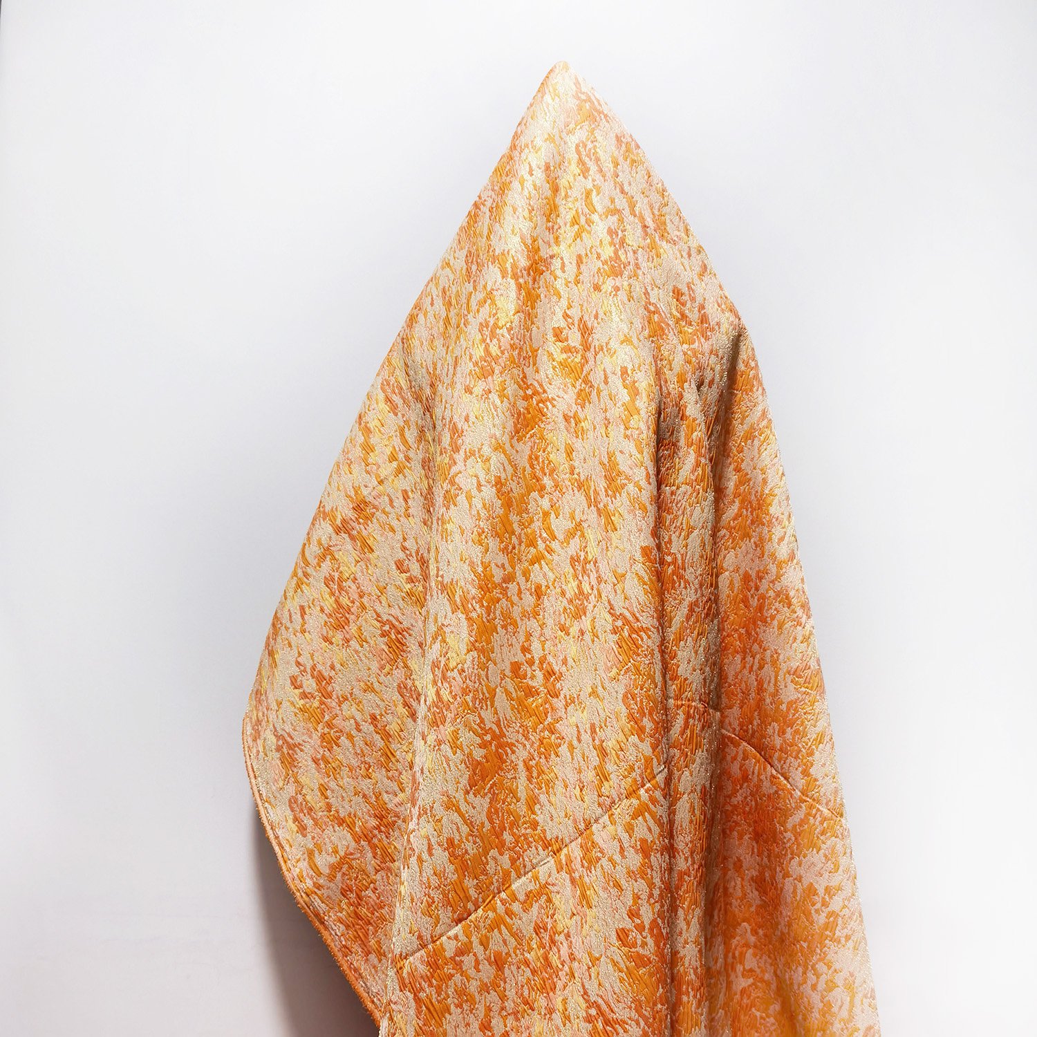 Orange Color Jacquard Brocade Fabric Polyester Metallic Brocade fabric Party Cloth orange brocade fabric