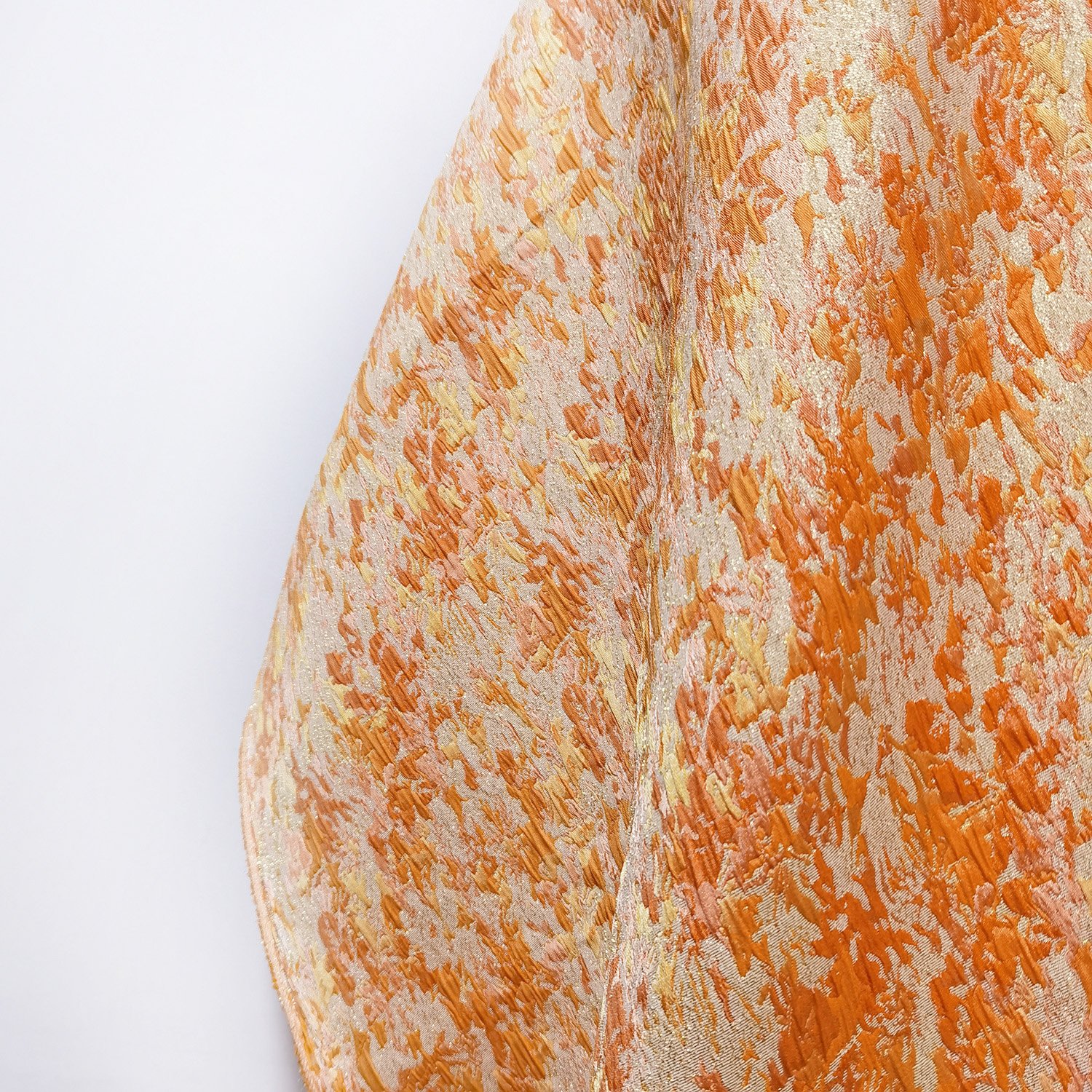 Orange Color Jacquard Brocade Fabric Polyester Metallic Brocade fabric Party Cloth orange brocade fabric