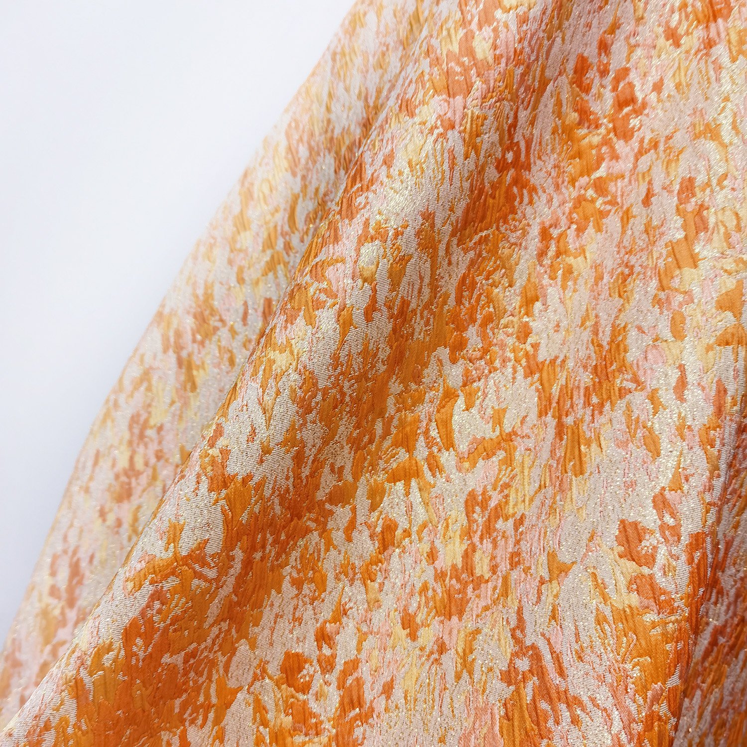Orange Color Jacquard Brocade Fabric Polyester Metallic Brocade fabric Party Cloth orange brocade fabric