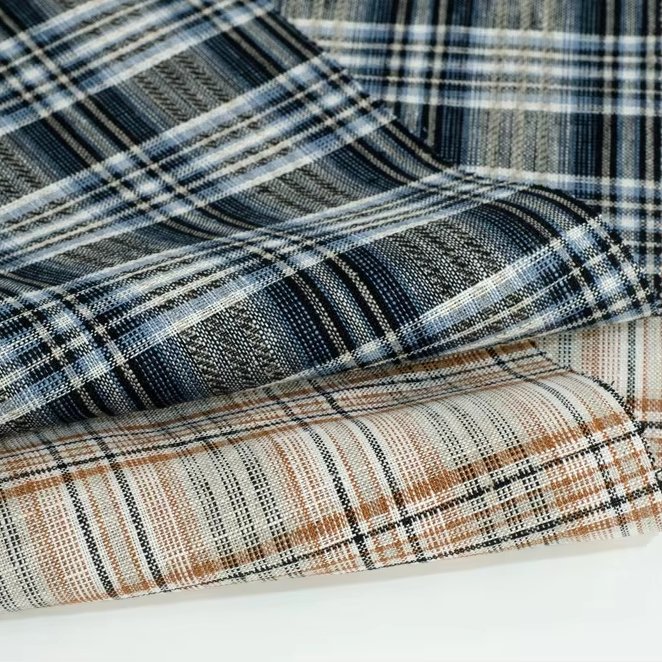 #2955 Factory 100% linen fabric plaid check linen yarn dyed fabric for men shirt
