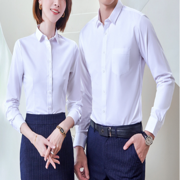 Bamboo fiber unisex shirt Overalls banking professional clothes Long sleeved white shirt banking uniform