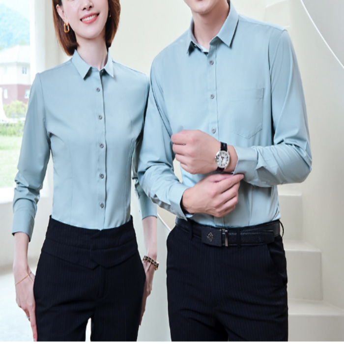 Bamboo fiber unisex shirt Overalls banking professional clothes Long sleeved white shirt banking uniform