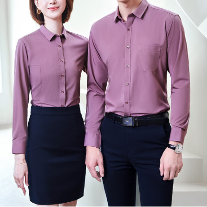 Bamboo fiber unisex shirt Overalls banking professional clothes Long sleeved white shirt banking uniform