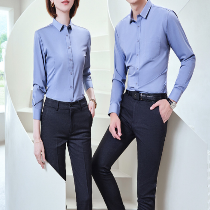 Bamboo fiber unisex shirt Overalls banking professional clothes Long sleeved white shirt banking uniform
