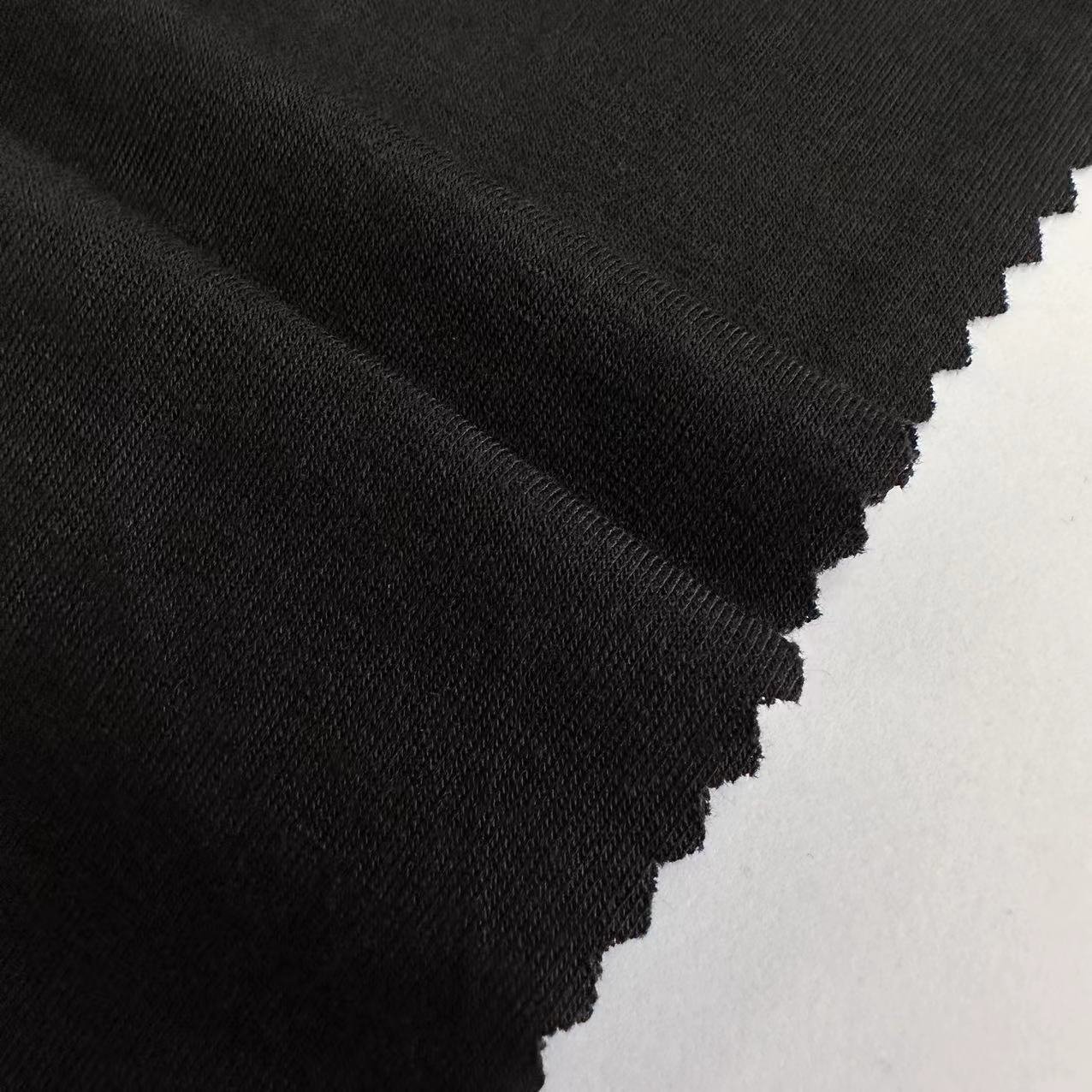 Eco-friendly sustainable knit single jersey fabric 5% spandex 95% bamboo jersey fabric black for t-shirt and sports wear