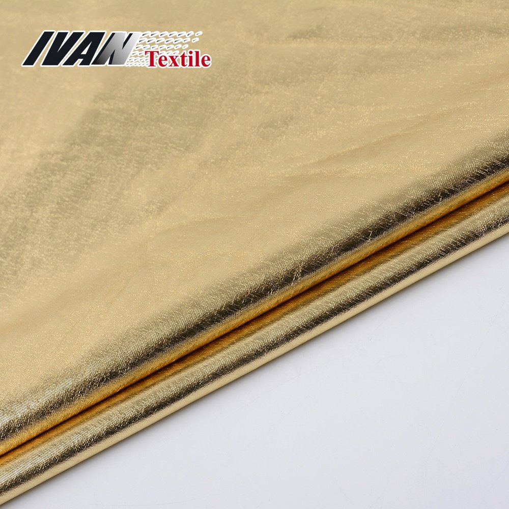 Garments factory hot sale 190gsm polyester spandex 20D pd knitted FDY fabric with foil
