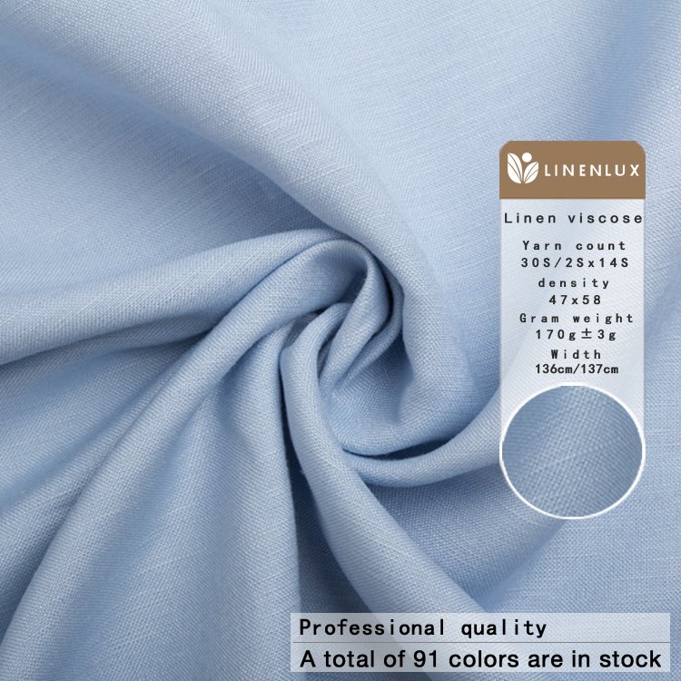 Linen Blend Viscose Fabrics Factory Wholesale Multiple Colors Woven Dress Cloth Material for Men and Women's Pants Fabric