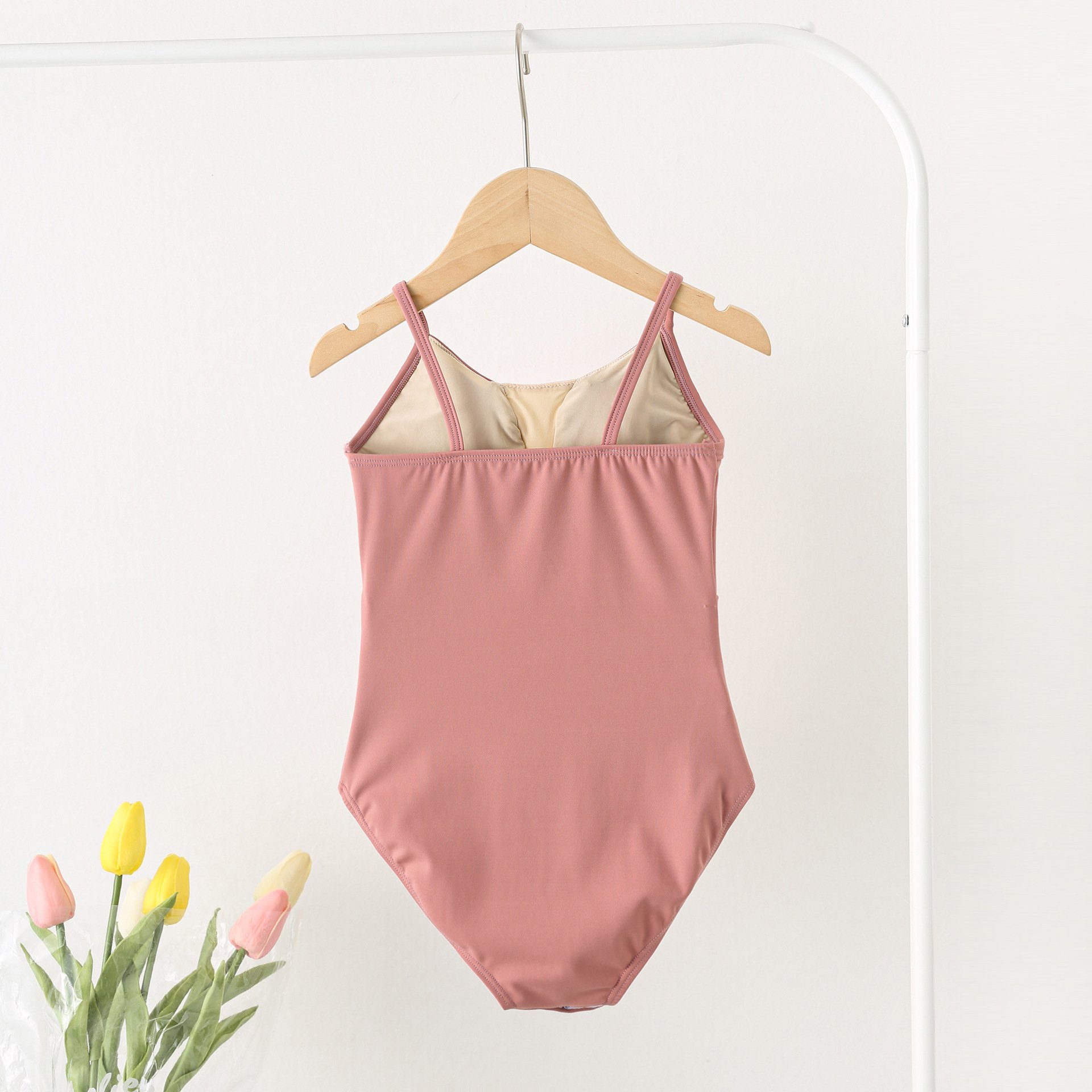 Cotton Spandex Camisole Elastic Fabric Elegant Kids Gymnastics Practice Girls Ballet Leotards Slings Camisole V-neck Jumpsuit