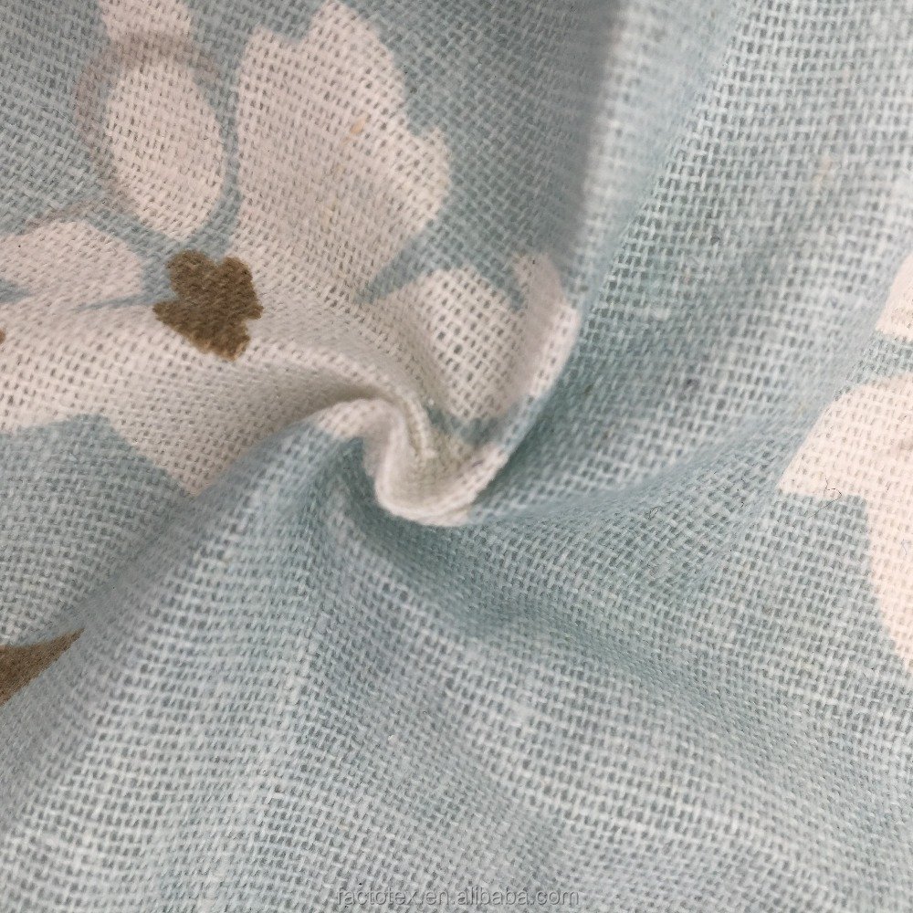 Wholesale Comfortable Breathable bed linen fabric Digital Printed 100% Linen Fabric for Clothing