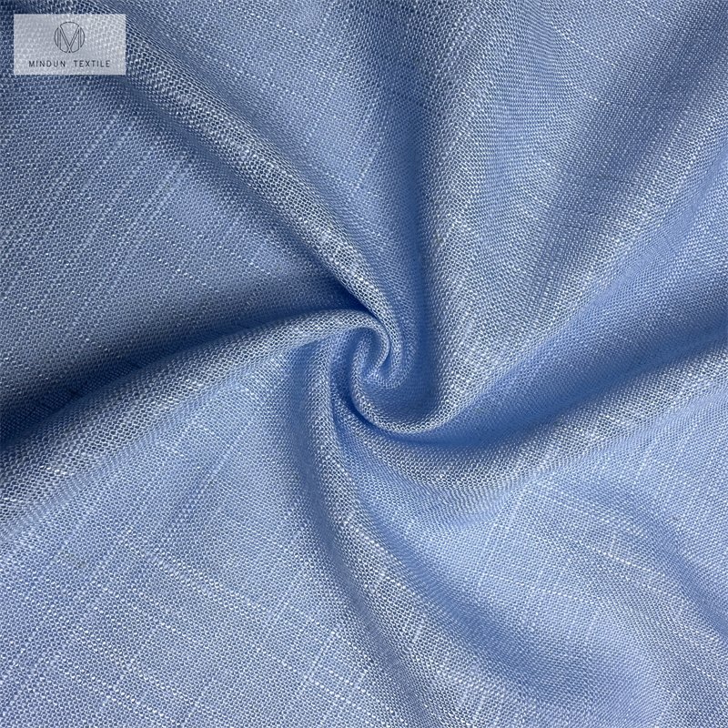 Mindun China Manufacturer Wholesale Roll Price Woven Linen Slub Organic Linen Rayon Fabric For Shirts Clothes