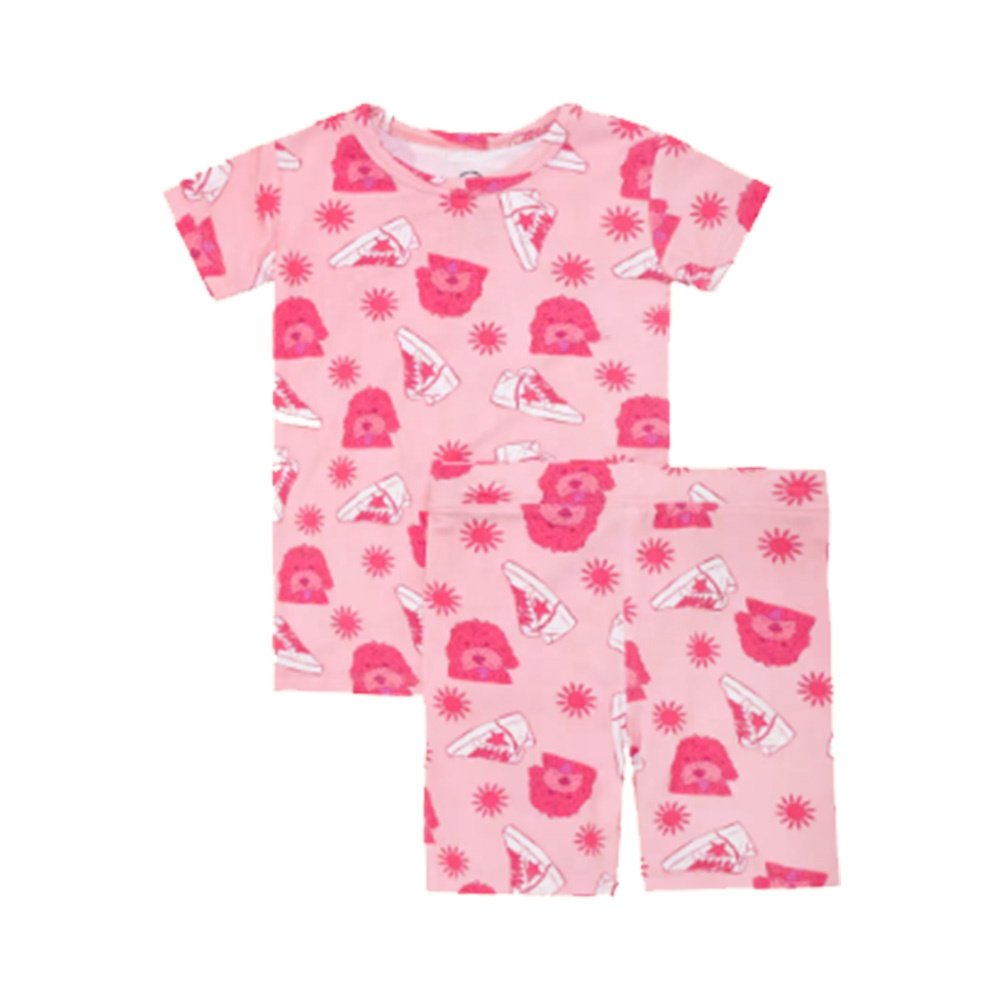 Wholesale Price Best Selling Custom Print Bamboo Pajamas Baby Short Sleeved Romper 95% Bamboo 5% Spandex Dual Zipper Babies