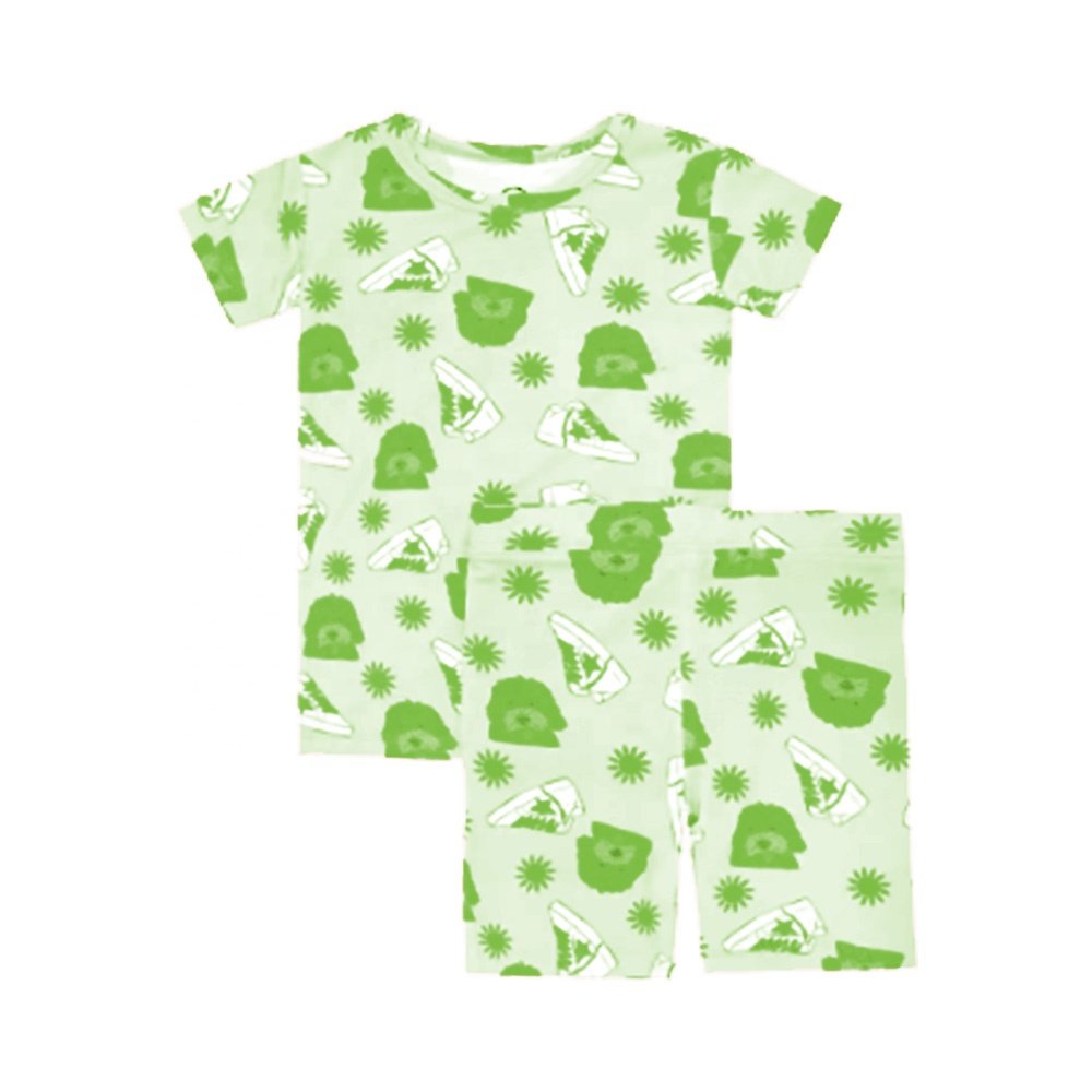 Wholesale Price Best Selling Custom Print Bamboo Pajamas Baby Short Sleeved Romper 95% Bamboo 5% Spandex Dual Zipper Babies