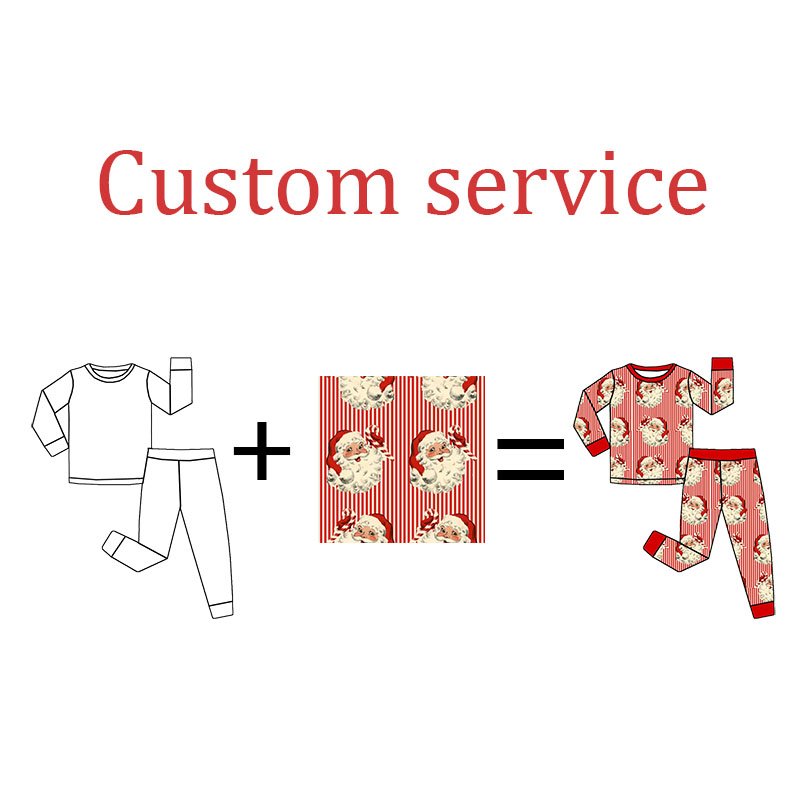 New arrival Children clothing 95%Viscose Bamboo 5%spandex Custom Christmas Howdy Retro Vintage Two pieces bamboo pjs sets