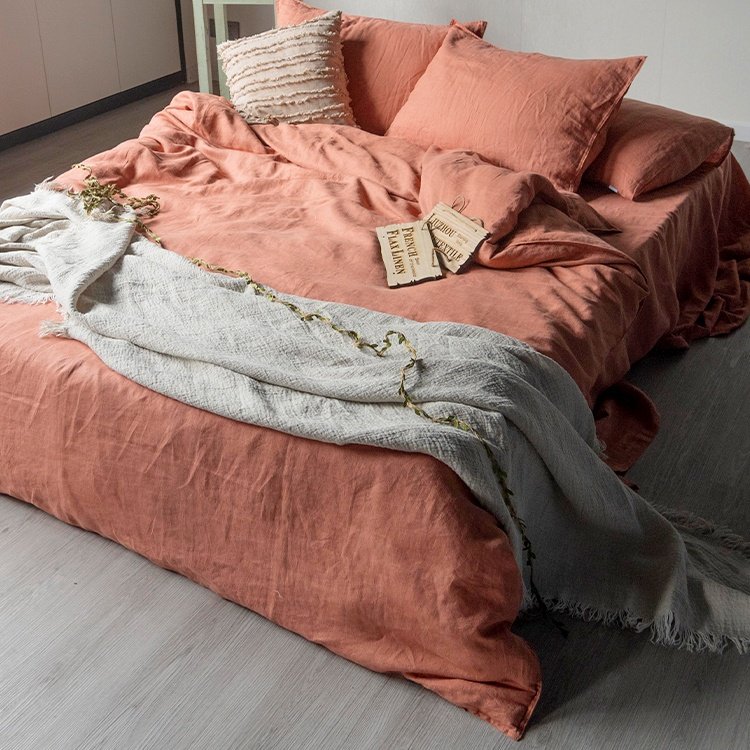 Wholesalers washed fashion bed linen pure linen bedding french flax linen queen size duvet cover