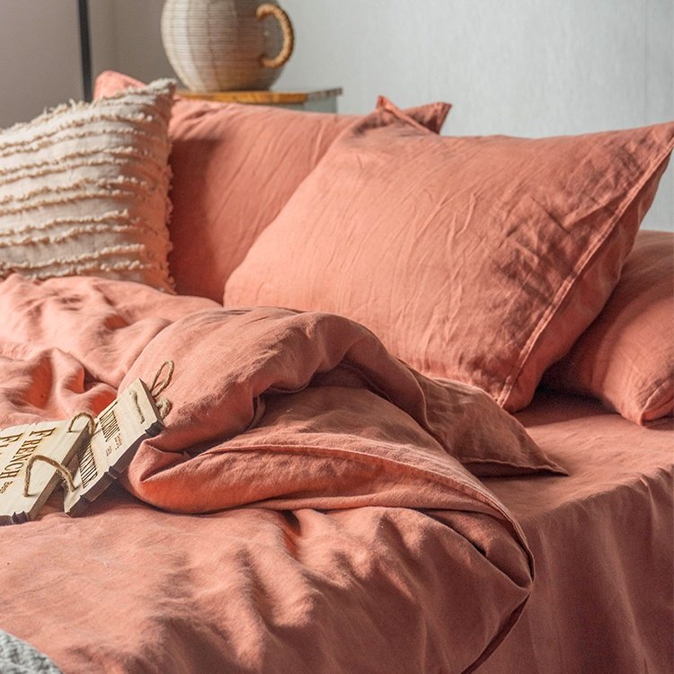 Wholesalers washed fashion bed linen pure linen bedding french flax linen queen size duvet cover
