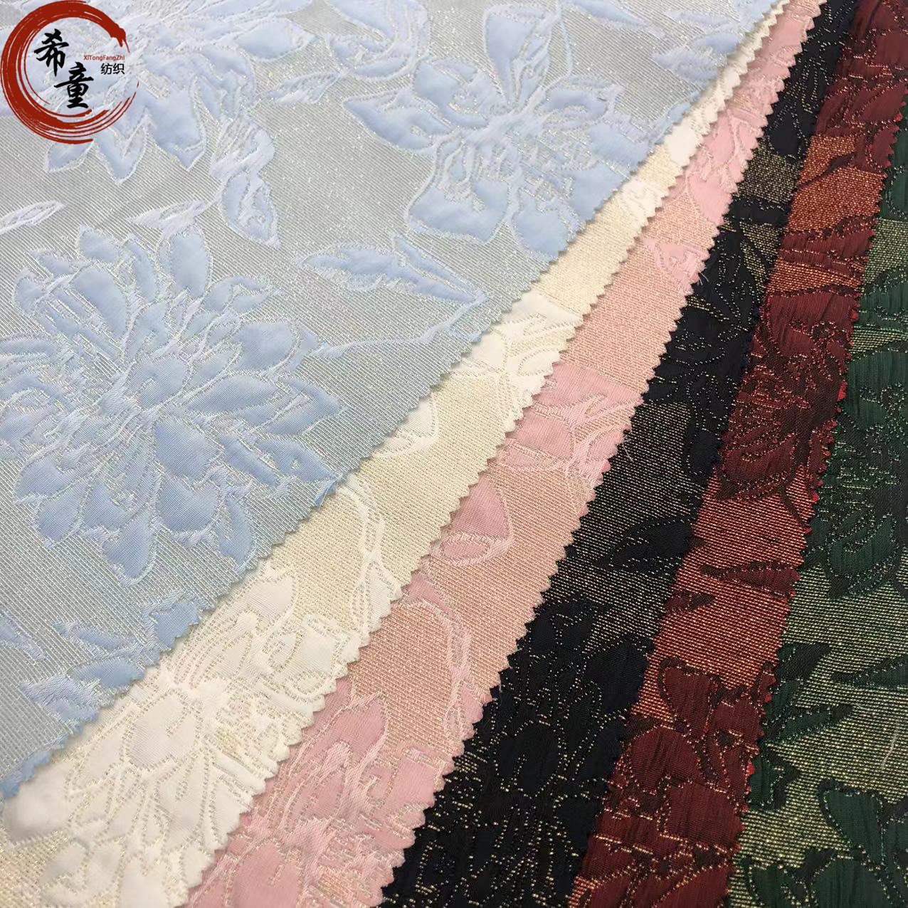 Metallic Jacquard brocade fabric top Quality 100% Polyester fabric for dress garment 3D pattern jacquard