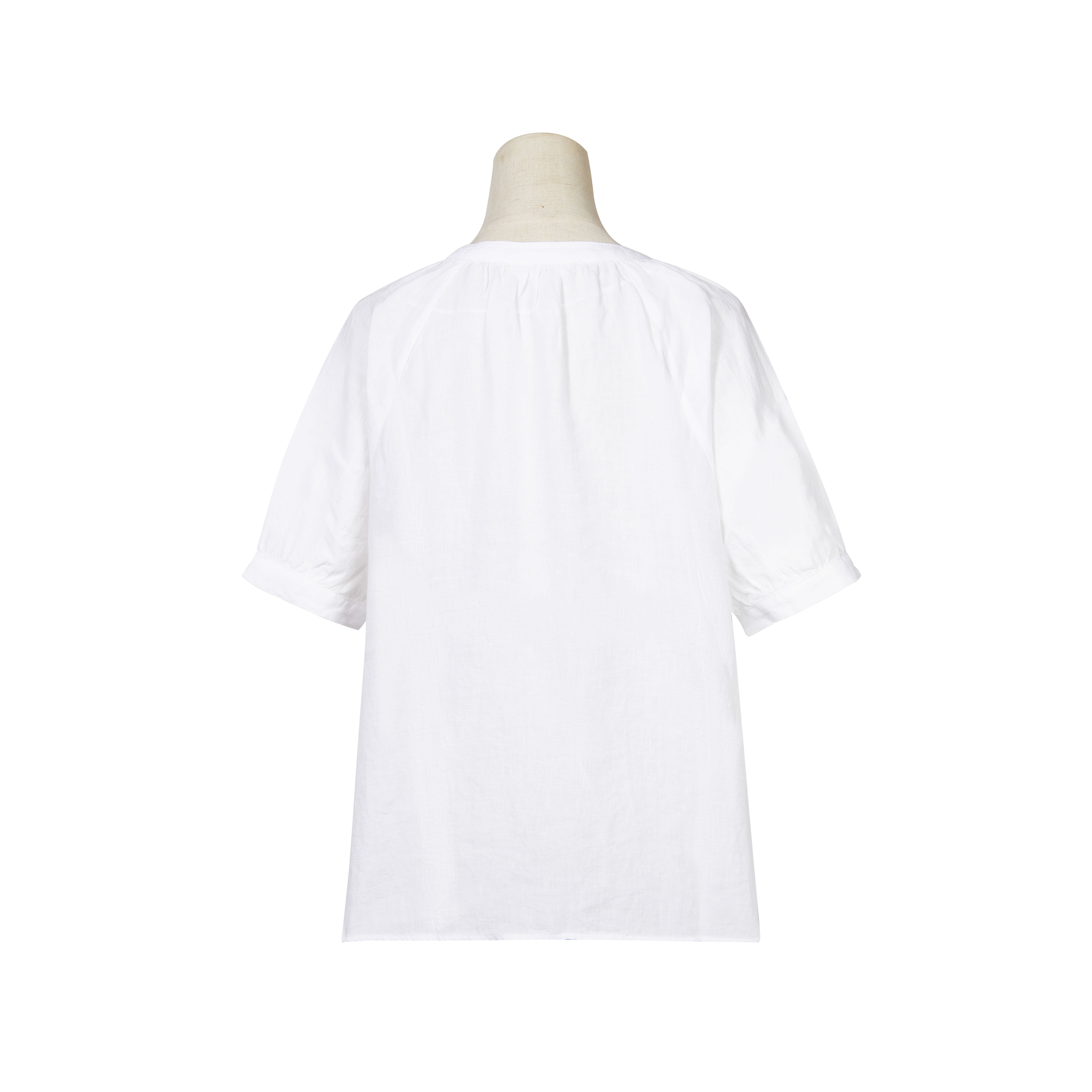 Summer Casual white simple Ladylike Pretty Solid color Short Sleeve Breathable 100% linen v-neck t-shirt