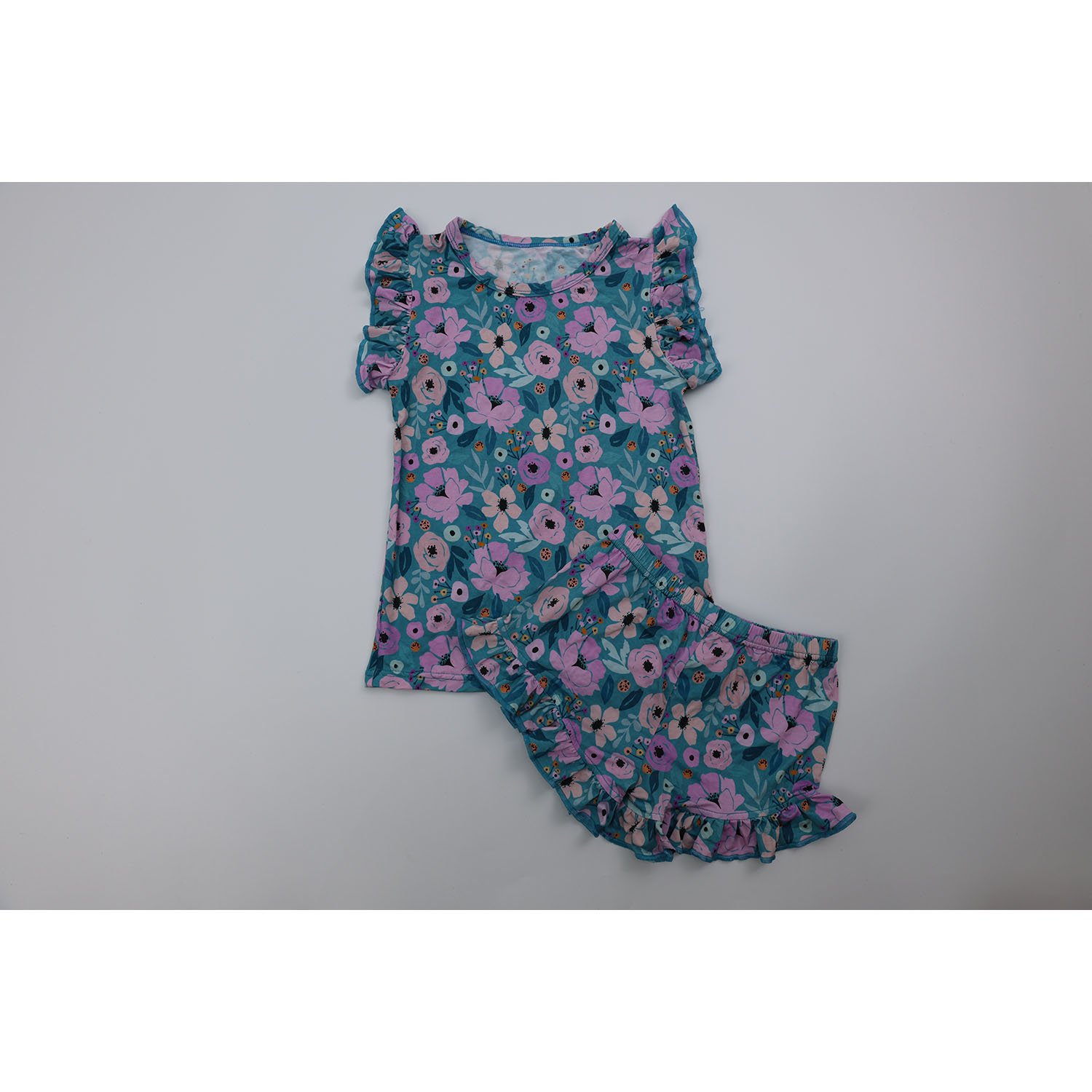 Qingli OEM custom Girls beautiful wholesale bamboo fabric sweet children's sleeveless dress short pants baby pajamas set