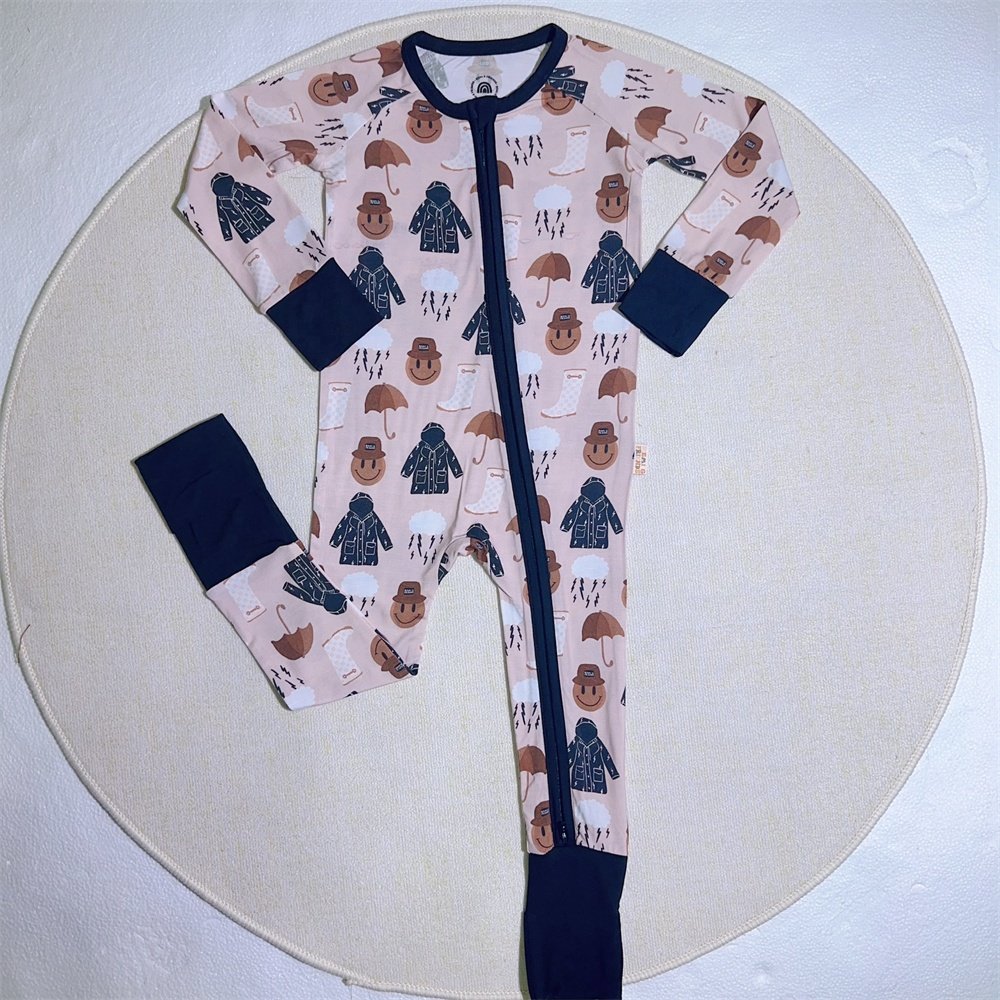 KERUI Custom Baby Bamboo Long Zippy Children Items Baby Romper Wear Plain Soft Cotton Newborn Baby Jumpsuit