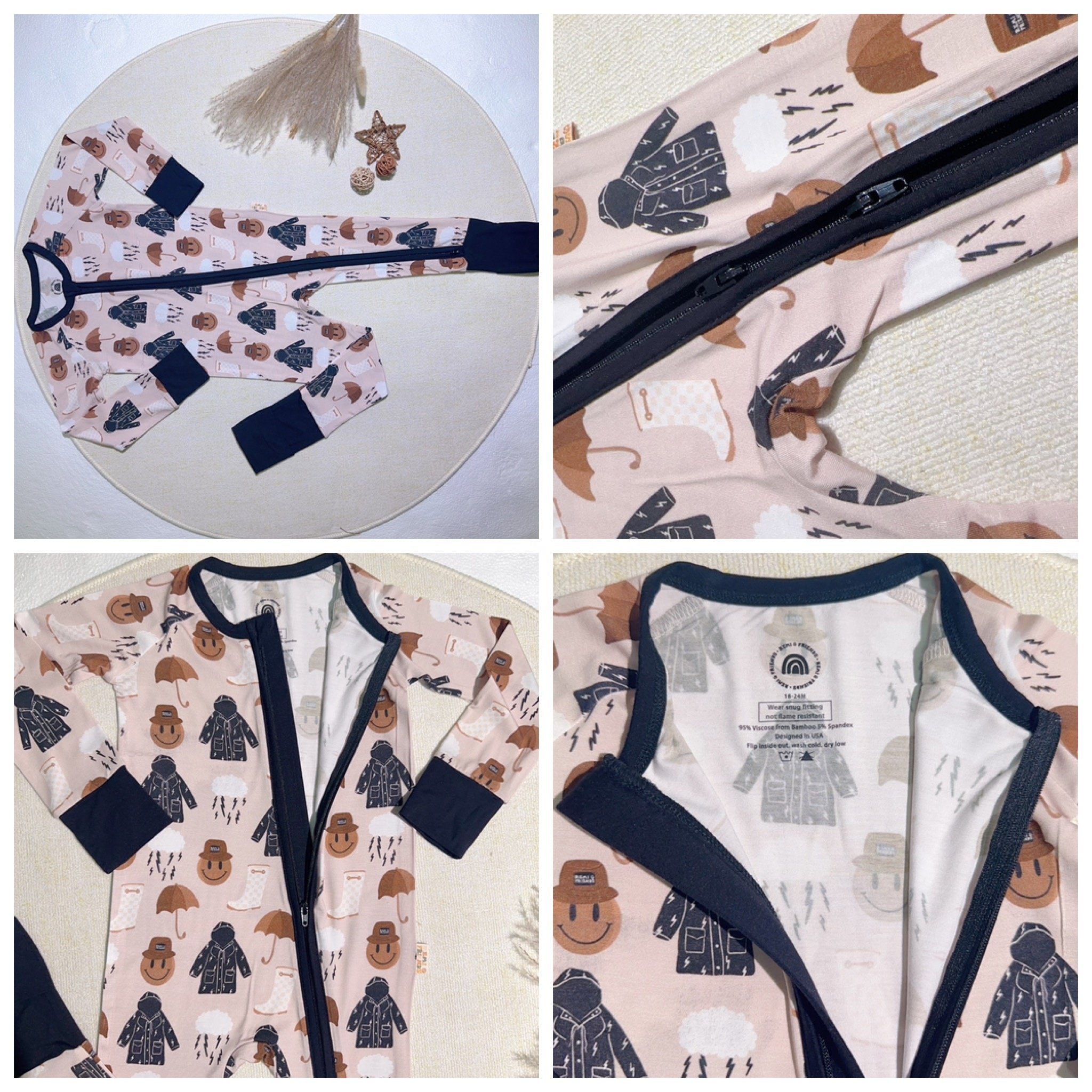 KERUI Custom Baby Bamboo Long Zippy Children Items Baby Romper Wear Plain Soft Cotton Newborn Baby Jumpsuit