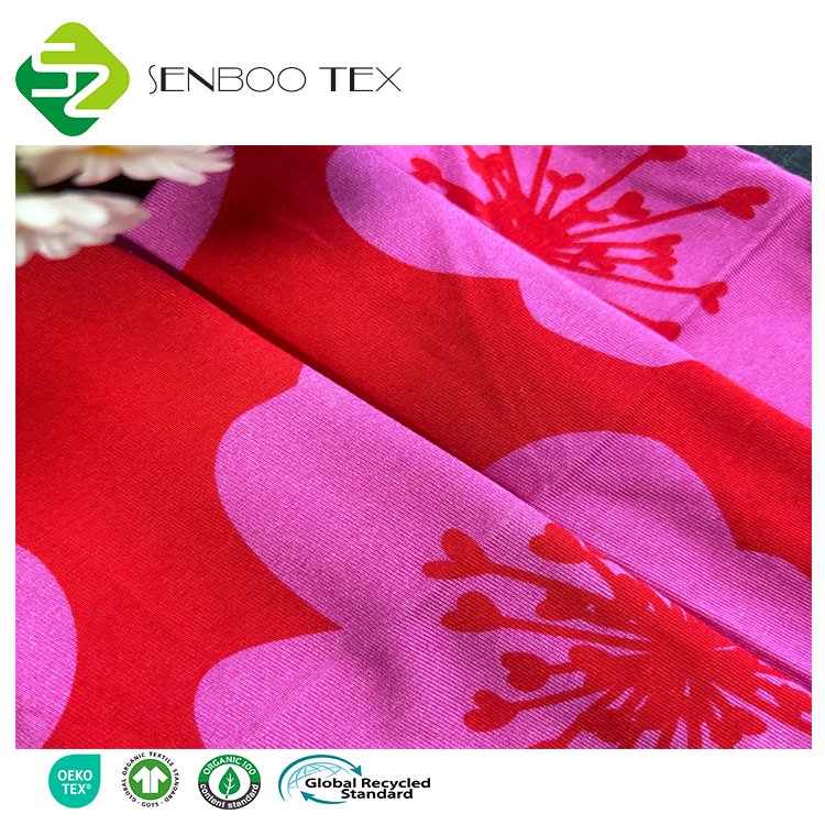 New Collection Digital Oeko Tex 300GSM Bamboo Organic Fabric Knitted Stretch Printed for Use in Underwear Dresses Garments