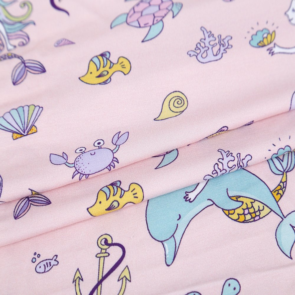 Factory best price soft bamboo spandex sea cartoon pattern digital printed 100% bamboo fiber fabric for kids cloth
