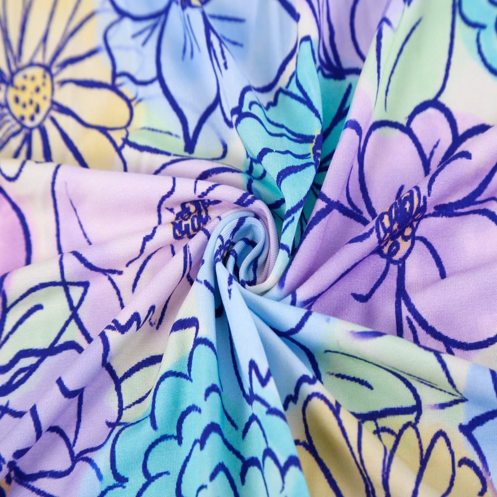 Factory best price soft bamboo spandex sea cartoon pattern digital printed 100% bamboo fiber fabric for kids cloth